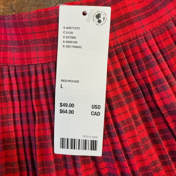 Urban Outfitters BDG Red Plaid Pleated Mini Skirt NWT Size Large - Picture 6 of 9